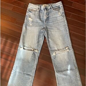 Altar’d State Mica Distressed Raw Hem Wide Leg Light Blue Women’s Jeans 32